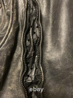 Vintage Harley Leather Motorcycle Jacket M Sturgis + Long Rider Patch Distressed