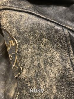 Vintage Harley Leather Motorcycle Jacket M Sturgis + Long Rider Patch Distressed