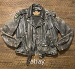 Vintage Harley Leather Motorcycle Jacket M Sturgis + Long Rider Patch Distressed