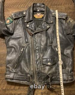 Vintage Harley Leather Motorcycle Jacket M Sturgis + Long Rider Patch Distressed Vintage Harley Leather Motorcycle Jacket M Sturgis + Long Rider Patch Distressed