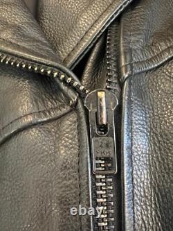 Vintage Heavy Genuine Black Leather Motorcycle Riding Jacket Size Medium/Large