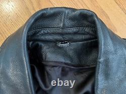 Vintage Heavy Genuine Black Leather Motorcycle Riding Jacket Size Medium/Large