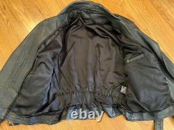 Vintage Heavy Genuine Black Leather Motorcycle Riding Jacket Size Medium/Large