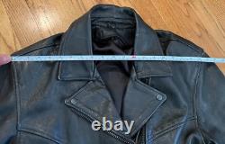 Vintage Heavy Genuine Black Leather Motorcycle Riding Jacket Size Medium/Large