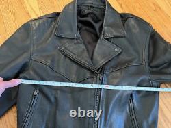 Vintage Heavy Genuine Black Leather Motorcycle Riding Jacket Size Medium/Large
