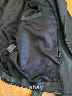 Vintage Heavy Genuine Black Leather Motorcycle Riding Jacket Size Medium/Large