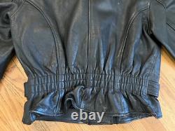 Vintage Heavy Genuine Black Leather Motorcycle Riding Jacket Size Medium/Large