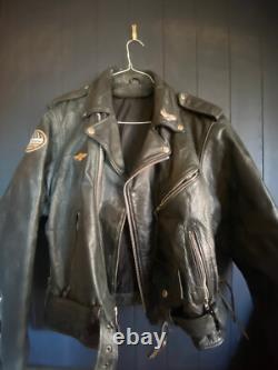 Vintage Heavy Leather Biker Jacket Sz Large