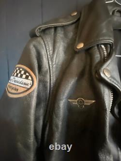 Vintage Heavy Leather Biker Jacket Sz Large