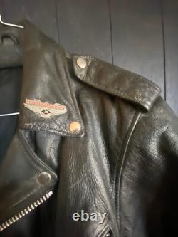Vintage Heavy Leather Biker Jacket Sz Large