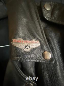 Vintage Heavy Leather Biker Jacket Sz Large