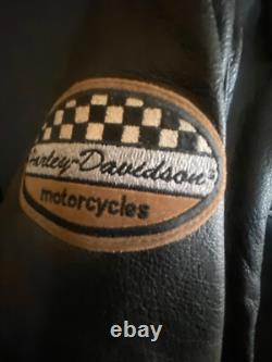 Vintage Heavy Leather Biker Jacket Sz Large