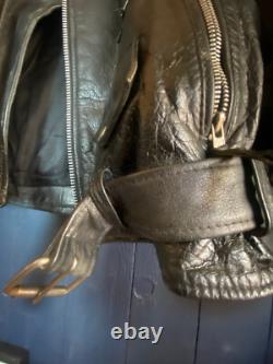 Vintage Heavy Leather Biker Jacket Sz Large