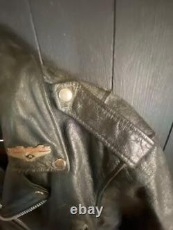Vintage Heavy Leather Biker Jacket Sz Large