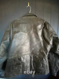 Vintage Heavy Leather Biker Jacket Sz Large