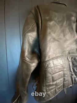 Vintage Heavy Leather Biker Jacket Sz Large