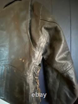 Vintage Heavy Leather Biker Jacket Sz Large