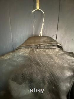 Vintage Heavy Leather Biker Jacket Sz Large