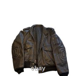 Vintage Hein Gericke Black Leather Motorcycle Jacket size 42