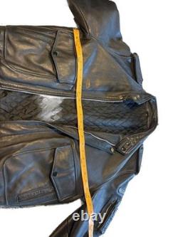 Vintage Hein Gericke Black Leather Motorcycle Jacket size 42