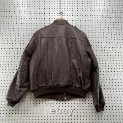 Vintage Hein Gericke Brown Leather Bomber Jacket Cafe Moto Racer Size 46 24x27