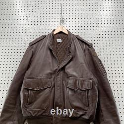 Vintage Hein Gericke Brown Leather Bomber Jacket Cafe Moto Racer Size 46 24x27