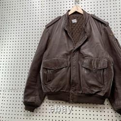 Vintage Hein Gericke Brown Leather Bomber Jacket Cafe Moto Racer Size 46 24x27