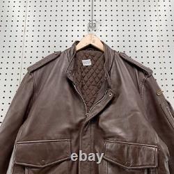 Vintage Hein Gericke Brown Leather Bomber Jacket Cafe Moto Racer Size 46 24x27