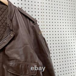 Vintage Hein Gericke Brown Leather Bomber Jacket Cafe Moto Racer Size 46 24x27