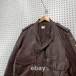 Vintage Hein Gericke Brown Leather Bomber Jacket Cafe Moto Racer Size 46 24x27