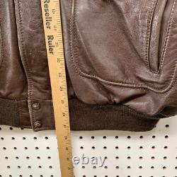 Vintage Hein Gericke Brown Leather Bomber Jacket Cafe Moto Racer Size 46 24x27