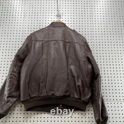 Vintage Hein Gericke Brown Leather Bomber Jacket Cafe Moto Racer Size 46 24x27