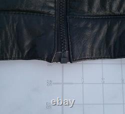 Vintage Hein Gericke Jacket Size 38 Black Leather Lined Zip Elastic Waist Biker