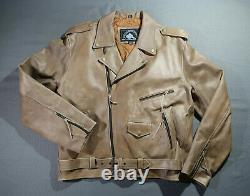 Vintage Himalaya Punk Rock Brown Leather Jacket 3XL Motorcycle Riding SZ48