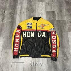 Vintage Honda Racing Leather Jacket with Logos and JDM patches