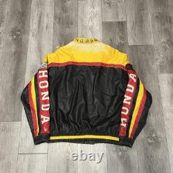 Vintage Honda Racing Leather Jacket with Logos and JDM patches