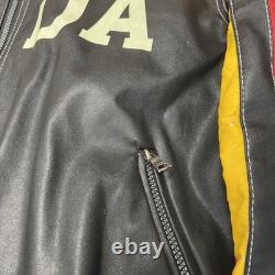 Vintage Honda Racing Leather Jacket with Logos and JDM patches
