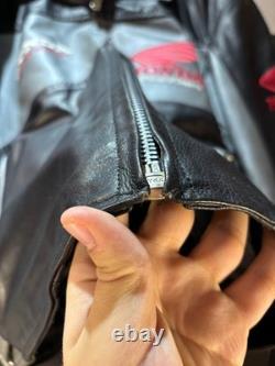 Vintage Honda Racing Leather Motorcycle Jacket Moto Men Size L Black