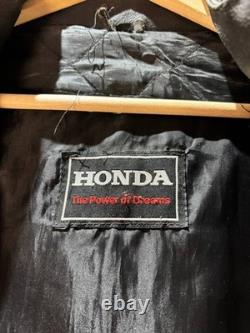 Vintage Honda Racing Leather Motorcycle Jacket Moto Men Size L Black