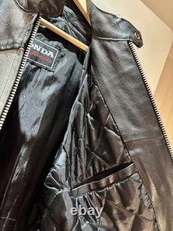 Vintage Honda Racing Leather Motorcycle Jacket Moto Men Size L Black