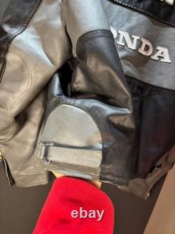 Vintage Honda Racing Leather Motorcycle Jacket Moto Men Size L Black