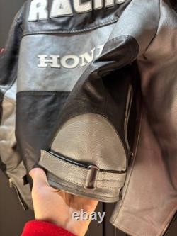 Vintage Honda Racing Leather Motorcycle Jacket Moto Men Size L Black