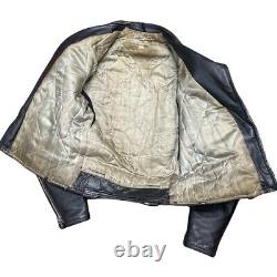 Vintage Horsehide Men's Black Motorcycle Jacket Lined Size 36