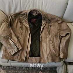 Vintage Hot Leathers Full Grain Cowhide Motorcycle Jacket In Fawn Brown Size 56