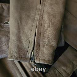 Vintage Hot Leathers Full Grain Cowhide Motorcycle Jacket In Fawn Brown Size 56 Vintage Hot Leathers Full Grain Cowhide Motorcycle Jacket In Fawn Brown Size 56
