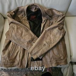 Vintage Hot Leathers Full Grain Cowhide Motorcycle Jacket In Fawn Brown Size 56