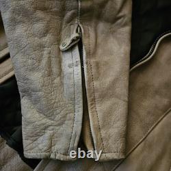 Vintage Hot Leathers Full Grain Cowhide Motorcycle Jacket In Fawn Brown Size 56