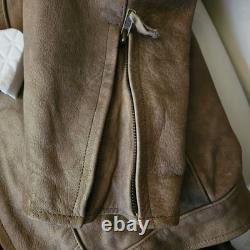 Vintage Hot Leathers Full Grain Cowhide Motorcycle Jacket In Fawn Brown Size 56