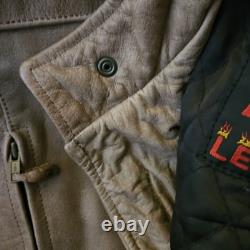 Vintage Hot Leathers Full Grain Cowhide Motorcycle Jacket In Fawn Brown Size 56