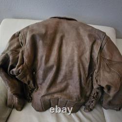Vintage Hot Leathers Full Grain Cowhide Motorcycle Jacket In Fawn Brown Size 56